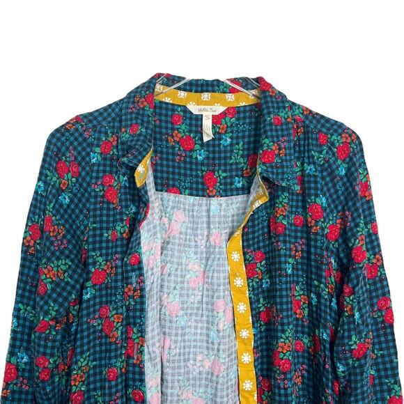 Matilda Jane Fa La La Shirt Dress Layering Top FLAW Gingham Plaid Rose Medium - Picture 3 of 7